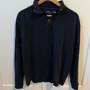 Polo by Ralph Lauren Men's Navy Blue Quarter Zip-Up Sweater